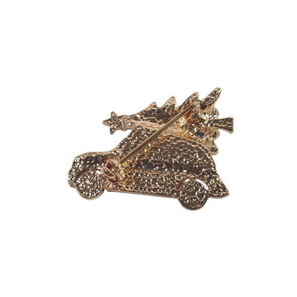 Christmas Tree Pin Brooch Rhinestone Red Green 1.25" Fashion Collectable - Picture 2 of 3